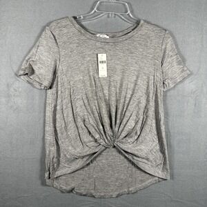 On the Road Shirt Womens XS Gray Twist Front Short Sleeve Lightweight Top NWT
